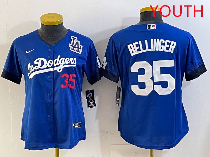 Youth Los Angeles Dodgers 35 Bellinger Blue City Edition 2025 Nike MLB Jersey style 7